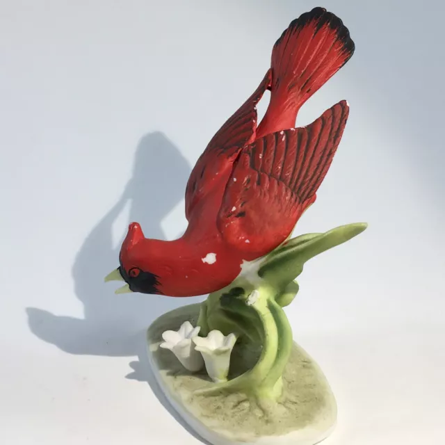 Vintage Lefton China Hand Painted Bird Figurine CARDINAL KW464