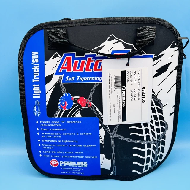 Auto-Trac Auto Tightening 16/17"/18"/19"/20" Light Truck/SUV Snow Chain Set of 2