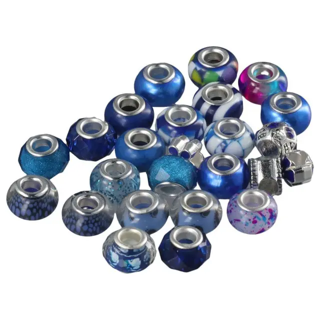 blue Large Hole european Beads Rhinestone Assorted  charms for jewelry making