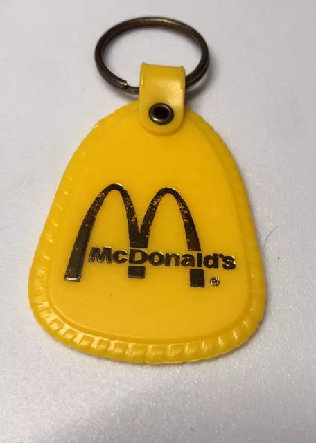 Vintage McDonald’s Yellow Fast Food Restaurant Hamburger Keychain Key Ring