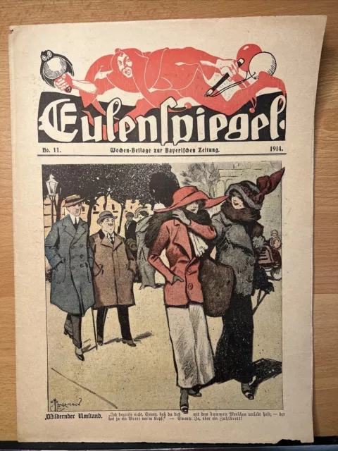 Eulenspiegel newspaper 1914 Humor Caricature Vintage Retro Antique Art...