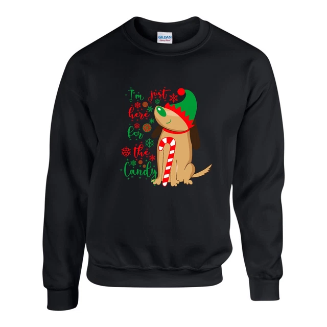 I'm Just Here For The Candy Christmas Jumper Dog Xmas Gift Sweatshirt Unisex Top