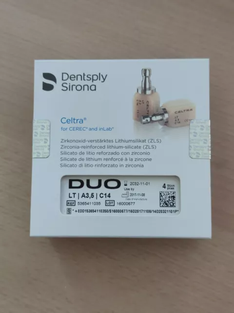 Dentsply Celtra Duo LT A3,5 C14 1x4 Stück für Cerec neu