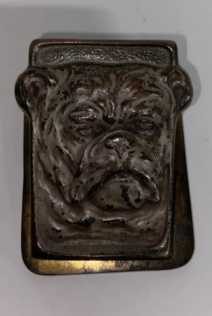 Judd Cast Iron English Bulldog Letter/Bill Desk Clip Holder 5267   Antique ~ HTF