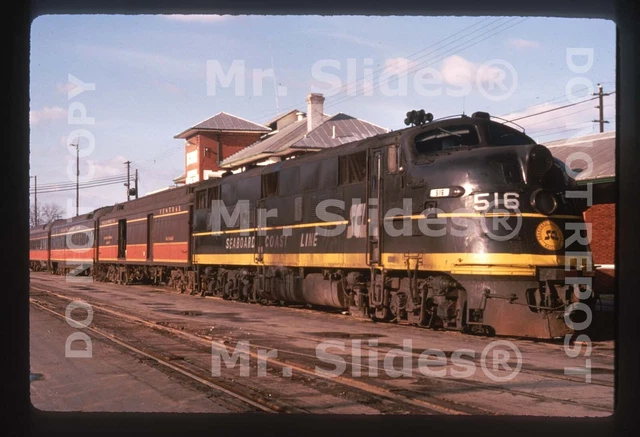 Duplicate Slide SCL Seaboard Coast Line E6A 516 W/Passenger Train