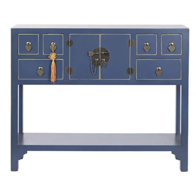 CONSOLLE CINESE AZZURRA ORIENTALE MOBILE INGRESSO VINTAGE SHABBY CHIC 95X25h80