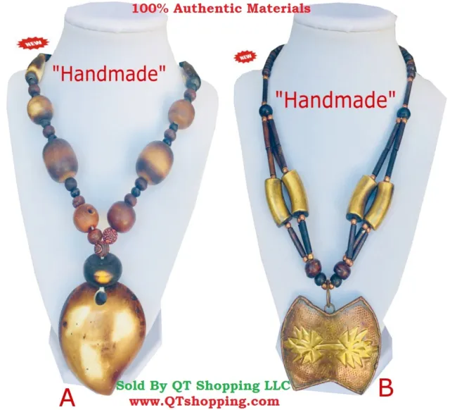 Himalayan Handmade Quality Bone Beads & Pendant Necklace Comes With Gift Box