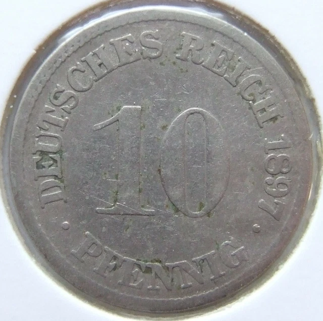 Moneta Reich Tedesco Impero Tedesco 10 Pfennig 1897 G IN fine