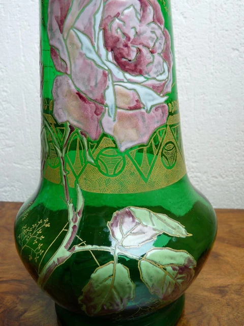 ANCIEN VASE EN verre peint Legras Signé Leg - Art Déco 1920/1930