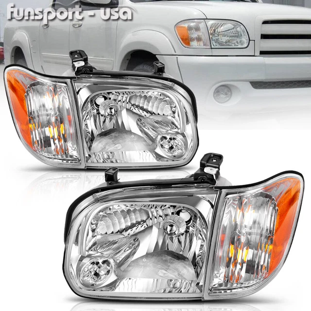CHROME HEADLIGHTS FIT 2005 2006 Toyota Tundra / 0507 Sequoia Headlamps