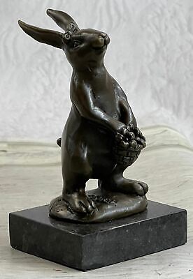 Cast Iron Bunny Rabbit Garden Statue Patio Yard Bronze Handcrafted Detailed Deal