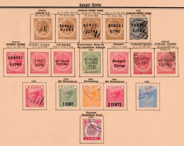 Malaysia states: Sungei, Ujong 1881-1895, better overprints #3,6,11,13,.., */o