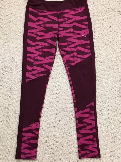 Puma Girls Active Wear Leggings * Maroon Pink * L 12-14 * EUC