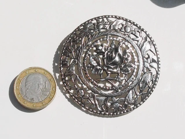 Grande Broche (ou Pendentif) Ancienne 1900 En Argent Poinçonné Avec Pierre Blanche