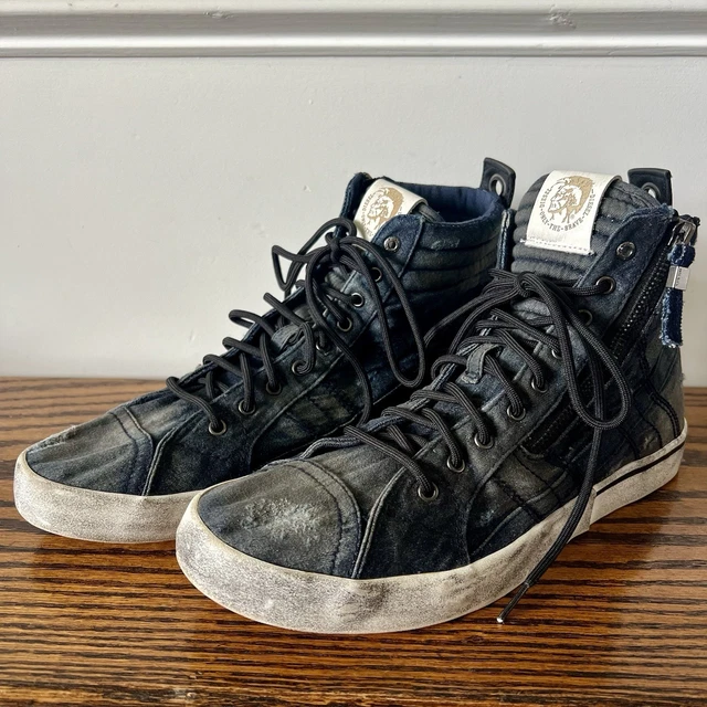 DIESEL D-VELOW MID LACE スニーカー Diesel D-Velows Mid Lace Mens Blue Canvas Lace Up Lifestyle
