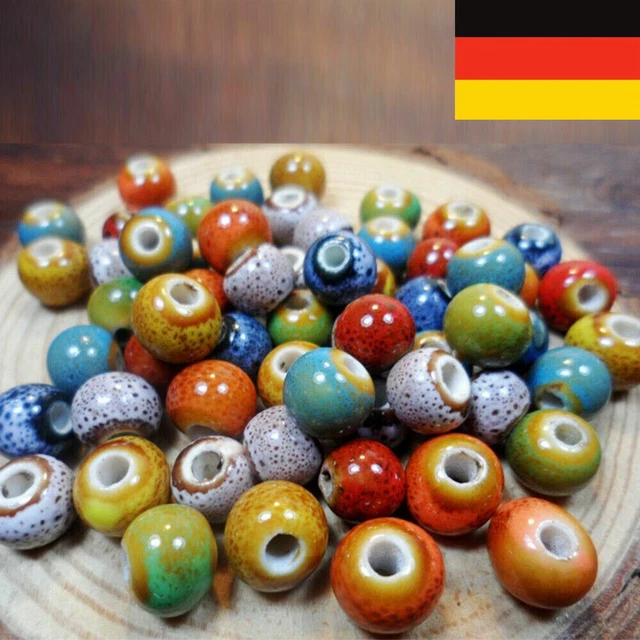 100STK Perlen Keramik Porzellan Für Schmuck DIY Machen Bunte Vintage Charm DE