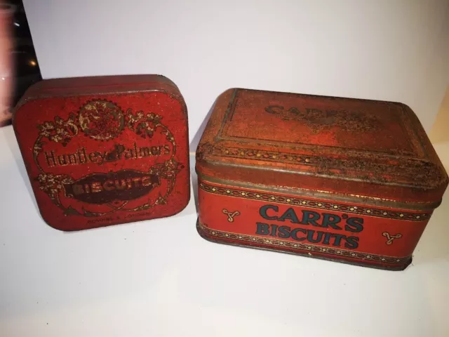 Vintage Carr's of Carlisle & Huntley & Palmer Biscuit Tins - Collectible Pair