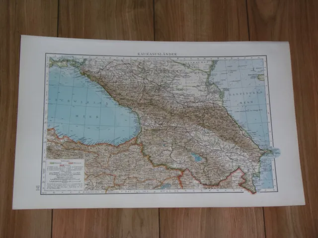 1911 Antique Map Of Caucasus Armenia Turkey Azerbaijan Georgia Dagestan Russia