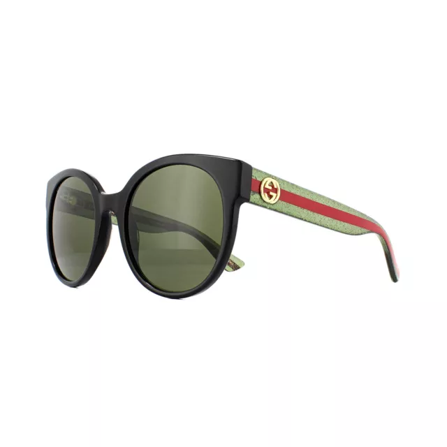 GUCCI LUNETTES DE Soleil GG0035S 002 Noir Vert Paillette Et Rouge