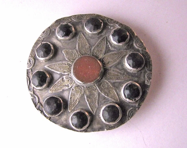 Silver Collar Button Vtg Turkmenistan Turkmen Gulyaka Yomut Ethnic Jewelry