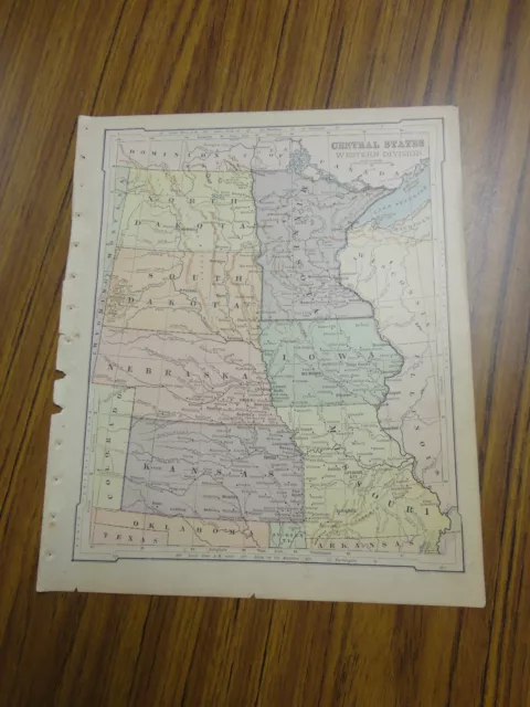 Nice color map of The Central States/West. Printed 1896 by American Book Co