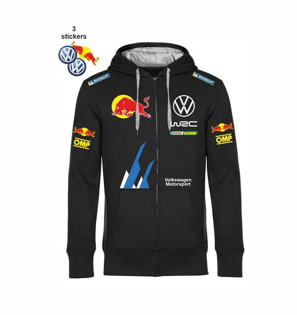 Felpa cappuccio con Zip Volkswagen replica corse motorsport 3 stickers GRATIS
