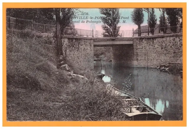 JOINVILLE-LE-PONT (94) BARQUE animée au PONT CANAL de POLANGIS début 1900