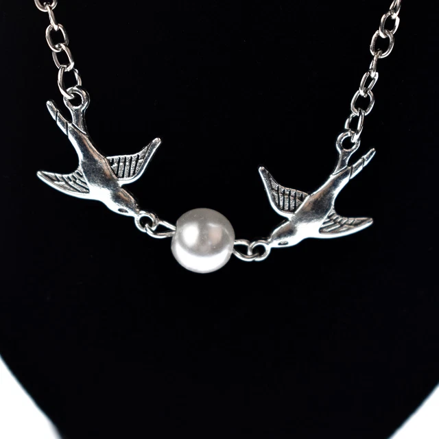 1pc Love Birds Simple Élégant Fausses Perles Collier mignon short Tour de cou
