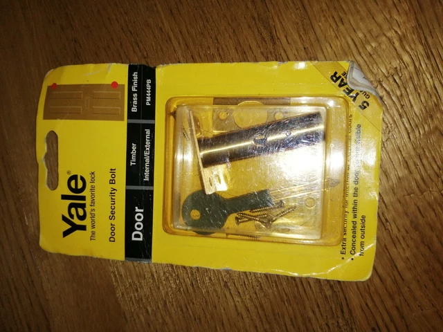 New Yale Door Security Bolts PM444B Brass x 2 with Fixings and Key