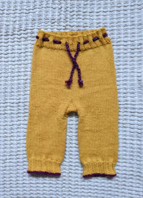 new alpaca/wool nappy cover soaker longies mustard unisex approx 3-12 months