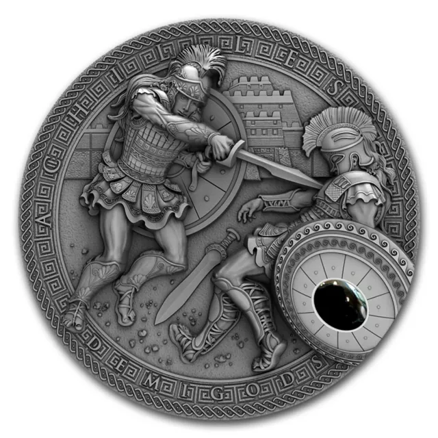 ACHILLES Hematite Demigods 2 Oz Silver Coin 2$ Niue 2017