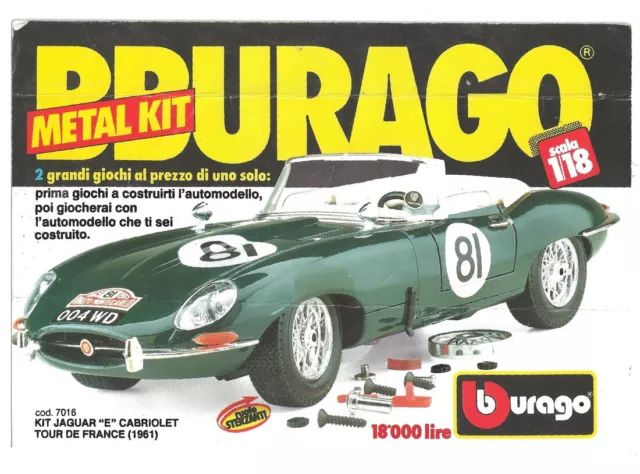 Pubblicità 1989 Burago Kit Jaguar E Cabriolet Tour de France 1961 Scala 1:18