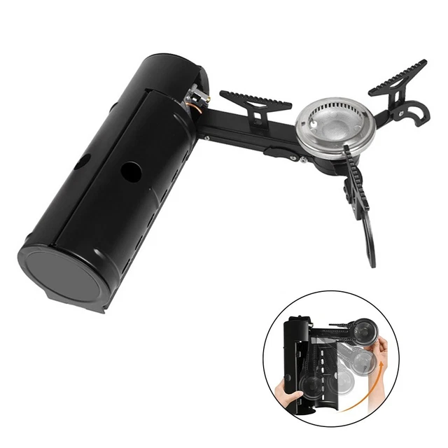 Fornello Da Campeggio 2 In 1 A Gas Butano Con Piastra Grill, Portatile In Acciaio Inox, Accensione Piezoelettrica E Coperchio In Vetro - 4