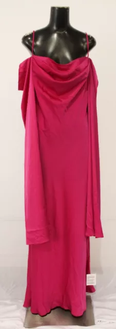 ASOS Design Women's Satin Cold Shoulder Maxi Dress EG7 Hot Pink Size UK:18 US:14