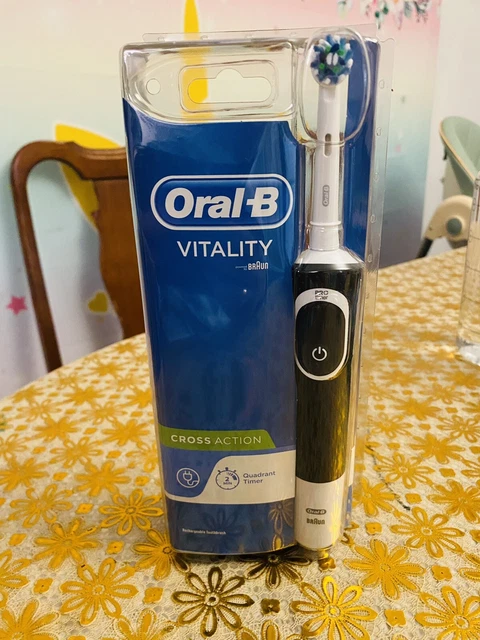 ORAL B VITALITY 100 BLACK Cross Action Electric Rechargeable Toothbrush ...