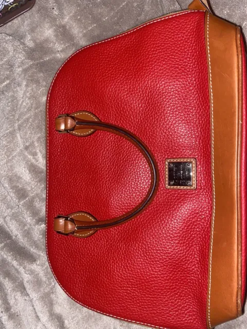 Dooney & Bourke Zip Satchel Pebbled Leather Purse Handbag - Red