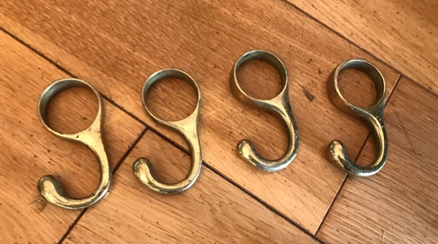 Set of 4 Reclaimed Rail Hooks old vintage coat clothes wardrobe hooks pegs rack