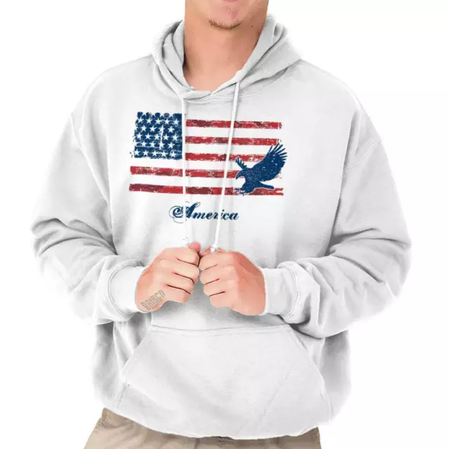 American Flag Bald Eagle Patriotic USA Gift Adult Long Sleeve Hoodie Sweatshirt