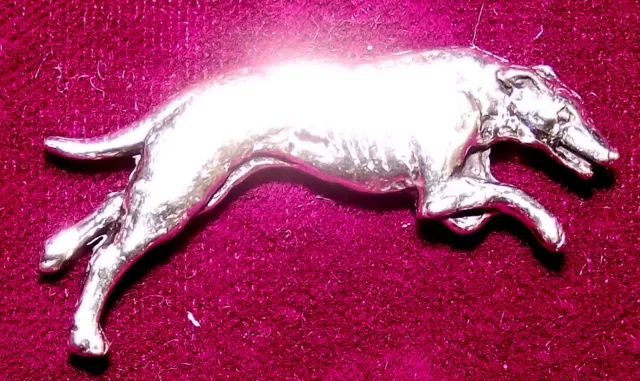 Pewter Greyhound Coursing Dog Brooch Pin  Quality