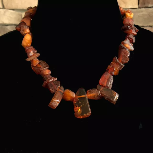 European Antique Old Natural Butterscotch Baltic Amber Beads Necklace, 60.5 gram