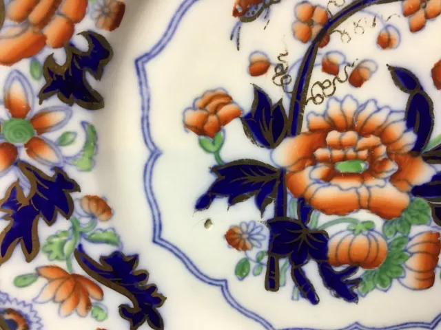 Antique Grainger & Lee Worcester Hand Painted Imari Japan Pattern 8.25" Plate 2