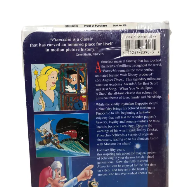 VTG Walt Disneys Masterpiece Pinocchio VHS Tape 239 V Sealed 5