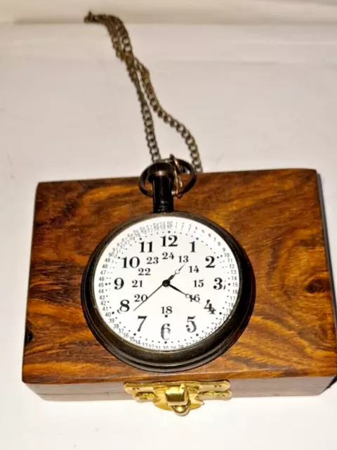 Taschenuhr Uhrenkette Messing Nautisch Vintage Geschenkbox Maritim Antik...