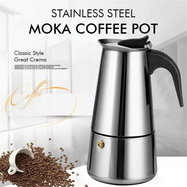 6 Cup Espresso Maker Cup Stove Top Coffee Percolator Moka Pot Stainless Steel