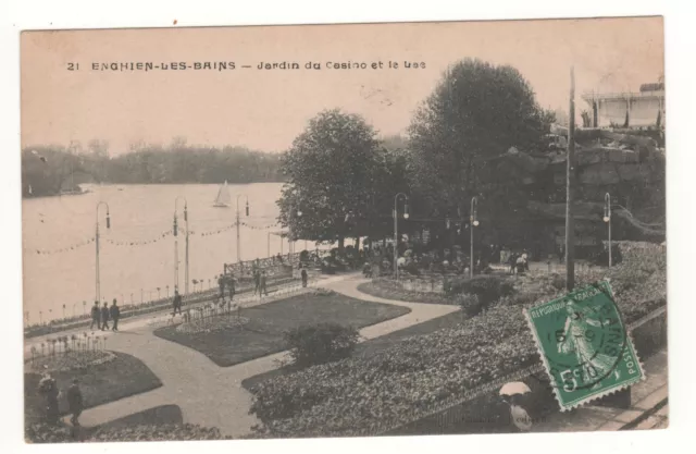 Cpa 95 - Enghien-Les-Bains: Casino Garden And The Lake (Val-D'oise) - Written
