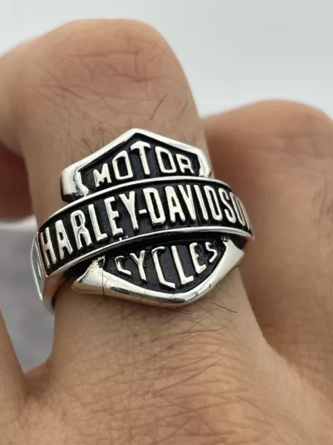 Harley Davidson Motorcycle Biker 925 Sterling Silver Ring Solid Stamped Unique