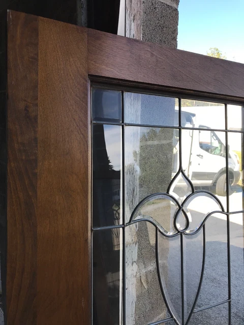 MARTOL338 Antique Burch Beveled and leaded glass door Tulip Design 34 x 78.75 3