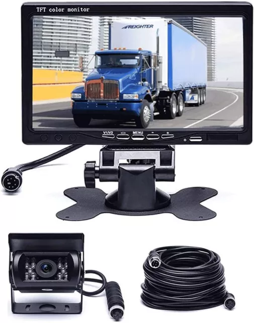 Rear View Reversing Camera 4Pin & 7" LCD Monitor For Truck Lorry Bus Van 12V 24V