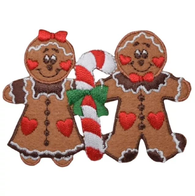 Christmas Applique Patch - Gingerbread Man, Woman, Candy Cane 3.25" (Iron on)