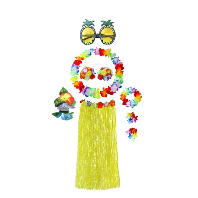 8 pz abito costume hula spiaggia hawaiana tropicale hula erba gonna da ballo